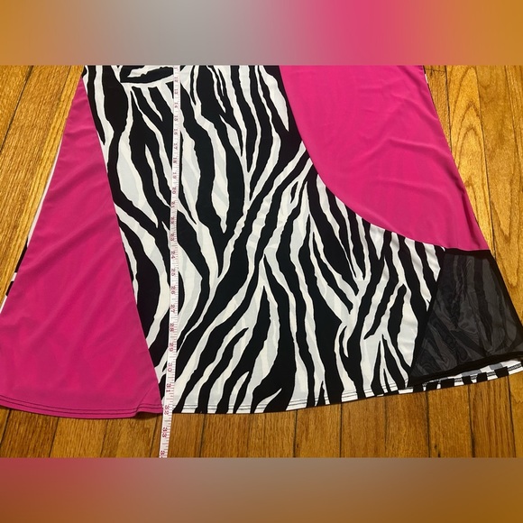 Verducci Womens Blouse/Tunic Pink & Black With Mesh Sleeves Size XL Stretchy - Picture 7 of 8